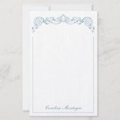 Blauw en Wit Lint Crest Frame Persoonlijk Briefpapier (Voorkant)