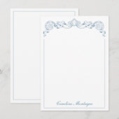 Blauw en Wit Lint Crest Frame Persoonlijk Notitiekaartje (Voorkant / Achterkant)
