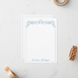 Blauw en Wit Lint Crest Frame Persoonlijk Notitiekaartje