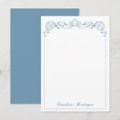Blauw en Wit Lint Crest Frame Persoonlijk Notitiekaartje (Voorkant / Achterkant)