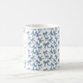 Blauw en wit lintpatroon aangepaste quote koffiemok (Center)