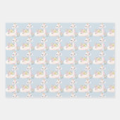 Blauw en wit Llama Baby Boy baby shower Inpakpapier Vel (Voorkant 2)