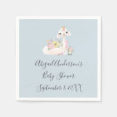 Blauw en wit Llama Baby Boy baby shower Servet (Voorkant)