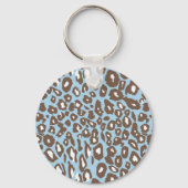 Blauw en wit luipaardprint sleutelhanger (Voorkant)