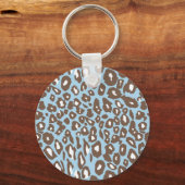 Blauw en wit luipaardprint sleutelhanger (Achterkant)