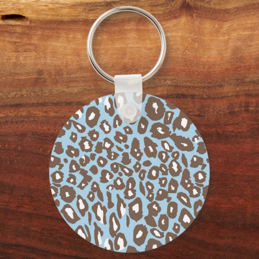 Blauw en wit luipaardprint sleutelhanger (Voorkant)