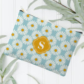 Blauw en wit madeliefje patroon monogram etui