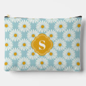 Blauw en wit madeliefje patroon monogram etui (Voorkant)