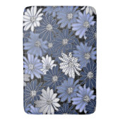 Blauw en wit madeliefjes patroon badmat (Voorkant Verticaal)