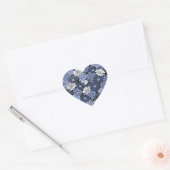 Blauw en wit madeliefjespatroon hart sticker (Envelop)