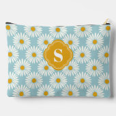 Blauw en wit madeliefjespatroon met monogram etui (Achterkant)
