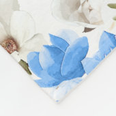 Blauw en wit Magnolia Blossom Waterverf Patroon Fleece Deken (Hoek)
