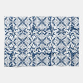 Blauw en wit Magnolia keukenhanddoek (Horizontaal)