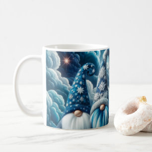 Blauw en Wit Majestueus Kerstkabouters Kosmisch Koffiemok