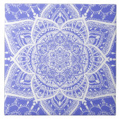 Blauw en wit Mandala - Loergann in Bluebell Tegeltje (Voorkant)