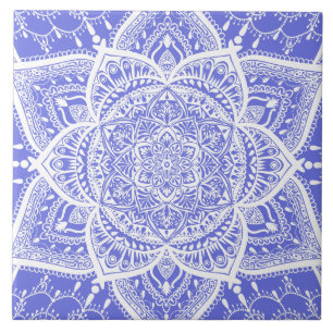 Blauw en wit Mandala - Loergann in Bluebell Tegeltje