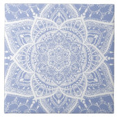 Blauw en wit Mandala - Loergann in de bosbes Tegeltje (Voorkant)