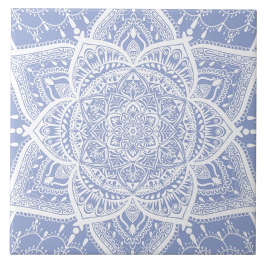 Blauw en wit Mandala - Loergann in de bosbes Tegeltje (Voorkant)