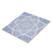 Blauw en wit Mandala - Loergann in de bosbes Tegeltje (Zijkant)