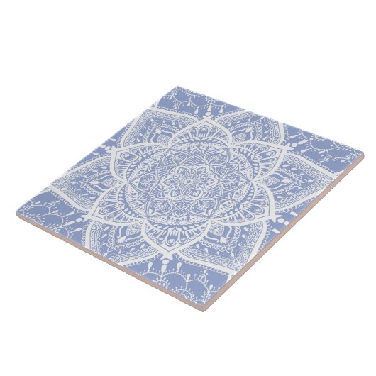 Blauw en wit Mandala - Loergann in de bosbes Tegeltje (Zijkant)