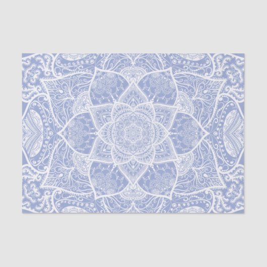 Blauw en wit Mandala - Loergann in de bosbes Tissuepapier (Voorkant)