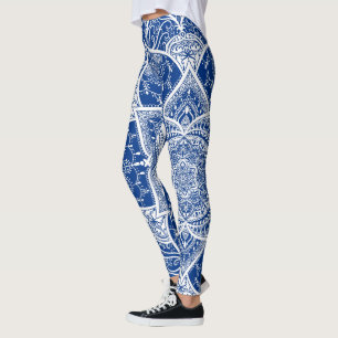 Blauw en wit Mandala - Loergann in de Stille Oceaa Leggings