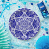 Blauw en wit Mandala - Loergann in Sapphire Papieren Bordje (Feest)
