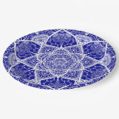 Blauw en wit Mandala - Loergann in Sapphire Papieren Bordje (Gekanteld)
