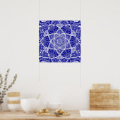 Blauw en wit Mandala - Loergann in Sapphire Poster (Keuken)