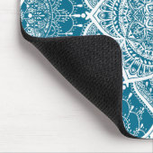 Blauw en wit Mandala - Loergann in Woad Muismat (Hoek)