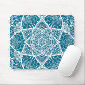 Blauw en wit Mandala - Loergann in Woad Muismat (Met muis)