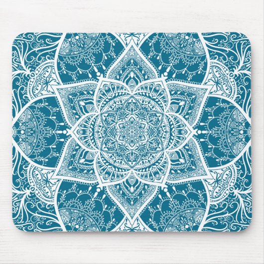 Blauw en wit Mandala - Loergann in Woad Muismat (Voorkant)