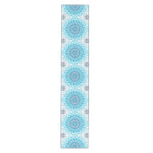 Blauw en Wit Mandala Matglazuurd Winter Geometrisc Medium Tafelloper (Voorkant)