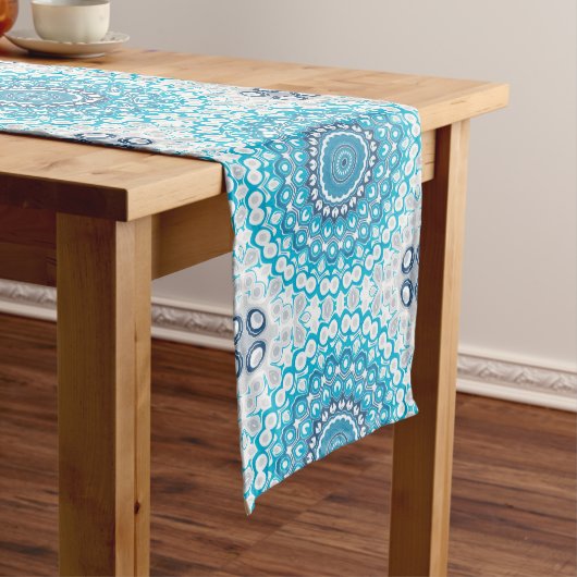 Blauw en Wit Mandala Matglazuurd Winter Geometrisc Medium Tafelloper (Voorbeeld)