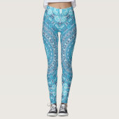 Blauw en Wit Mandala Patroonontwerp Leggings (Voorkant)