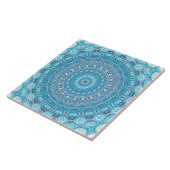 Blauw en Wit Mandala Patroonontwerp Tegeltje (Zijkant)