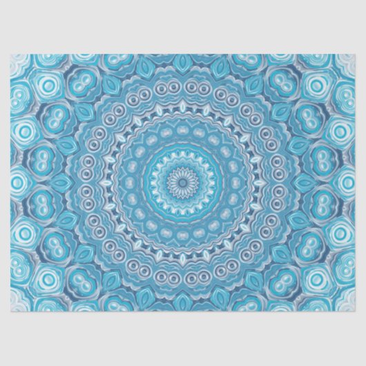 Blauw en Wit Mandala Patroonontwerp Tissuepapier (Voorkant)
