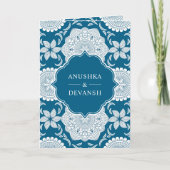 Blauw en Wit Mandala QR Code Indiase Trouwdag (Voorkant)