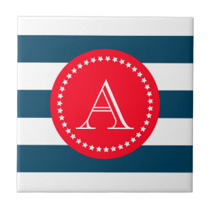 Blauw en wit marinepatroon tegeltje