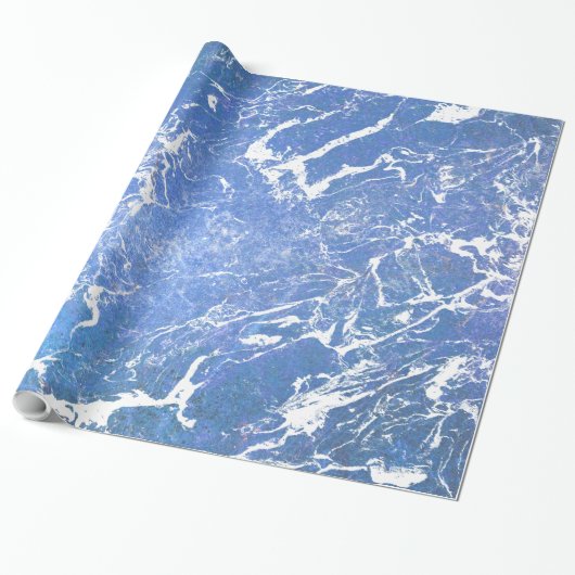 blauw en wit marmer abstract ontwerp cadeaupapier (Uitgerold)