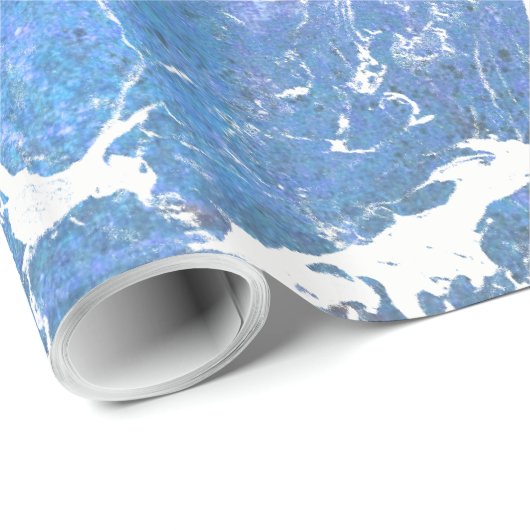 blauw en wit marmer abstract ontwerp cadeaupapier (Rol Hoek)