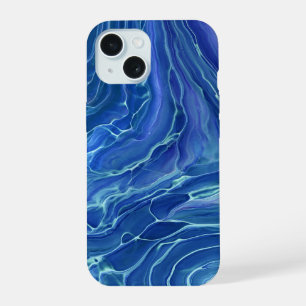 Blauw en wit marmer Acrylafbrekend materiaal iPhone 15 Case
