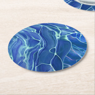 Blauw en wit marmer Acrylafbrekend materiaal Ronde Kartonnen Onderzetter