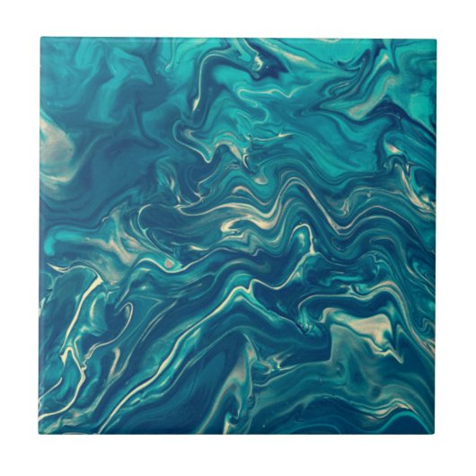 Blauw en wit marmer Acrylafbrekend materiaal Tegeltje (Voorkant)