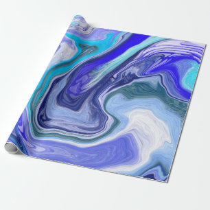 Blauw en wit marmer cadeaupapier