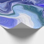 Blauw en Wit Marmer Cadeaupapier (Hoek)