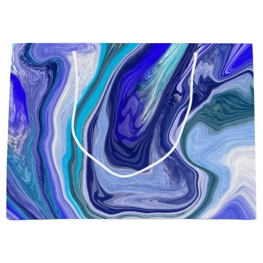 Blauw en Wit Marmer Groot Cadeauzakje (Voorkant)