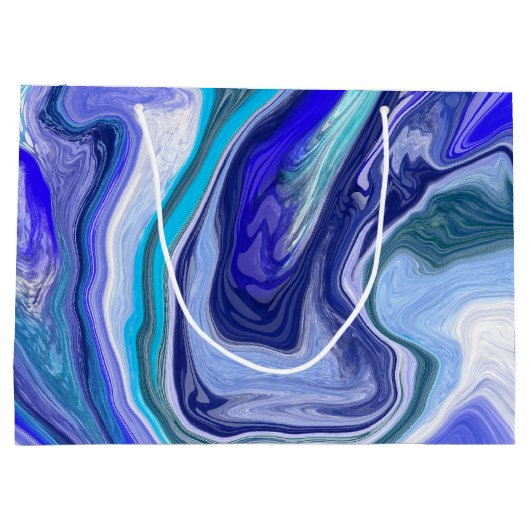 Blauw en Wit Marmer Groot Cadeauzakje (Achterkant)