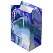 Blauw en wit marmer    medium cadeauzakje (Voorkant Gekanteld)