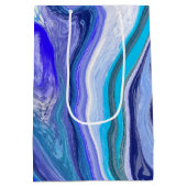 Blauw en wit marmer    medium cadeauzakje (Achterkant)